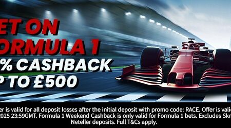 Bet on Formula 1 – 10% Cashback up to £500